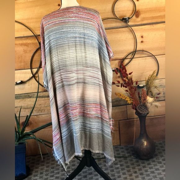 Textured Stripe Ruana Wrap - Picture 6 of 8